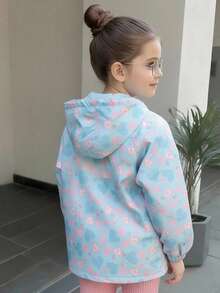 Chaqueta con capucha rompevientos con estampado lindo tierno kawaii de moda para niñas pequeñas acabado impermeable ideal epoca invierno otoño lluvia - Multicolor - Ver 2