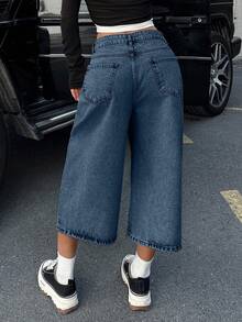 CasuGlow WOMEN LOW WAIST SNOW WASH DENIM SHORT - Dusty Blue - View 2