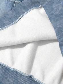 Glissea Deep Blue Denim-Style Patchwork Print Women's Sweatshirt Perfect For Fall/Winter Autumn-Winter Sweatshirt Women's Gift Holiday Sweatshirt Fashion Stylish T-Shirt Attractive Sweatshirt Sibling Gift Sister Gift Fun Sweatshirt Casual Minimalist Fashion Sweatshirt - Royal Blue - View 4