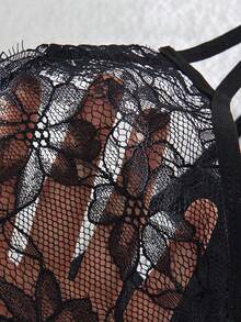 Myrelith 2 st/set spetsögonfransbandeau-bh med bygel - Svart - Visa 6