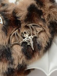 ROMWE Kawaii 1 mặt dây chuyền hình trái tim 3D đính đinh tán họa tiết da báo phong cách Gothic Retro Punk Y2K màu nâu, thích hợp cho nữ, đeo hàng ngày hoặc làm quà tặng, dùng trong lễ Halloween - Màu nâu - 44 - Xem 7