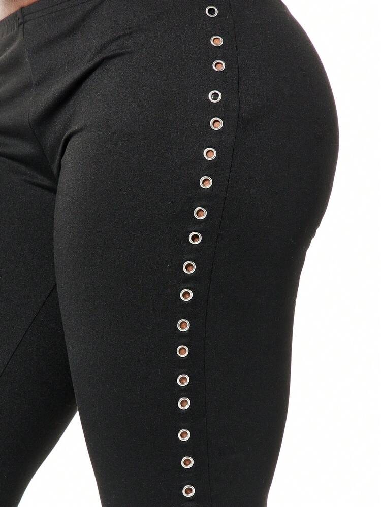 SUMWON WOMEN Jersey Capri Leggings With Metal Eyelets
