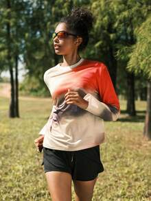 SHEIN In My Nature 女士宽松落肩圆领长袖T恤 - 彩色 - 查看 5