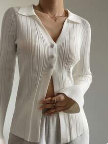 Livesso Áo khoác cardigan dáng ôm có họa tiết dành cho nữ, Thu/Đông - trắng - Xem 4