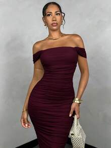 SHEIN BAE Green Dress Spring Break Cheap Clothes Summer Clothes Summer Dress Spring Dress Pastel Dress Beach Women Dresses Long Beach Dress Summer Maxi Dress - Maroon - View 5