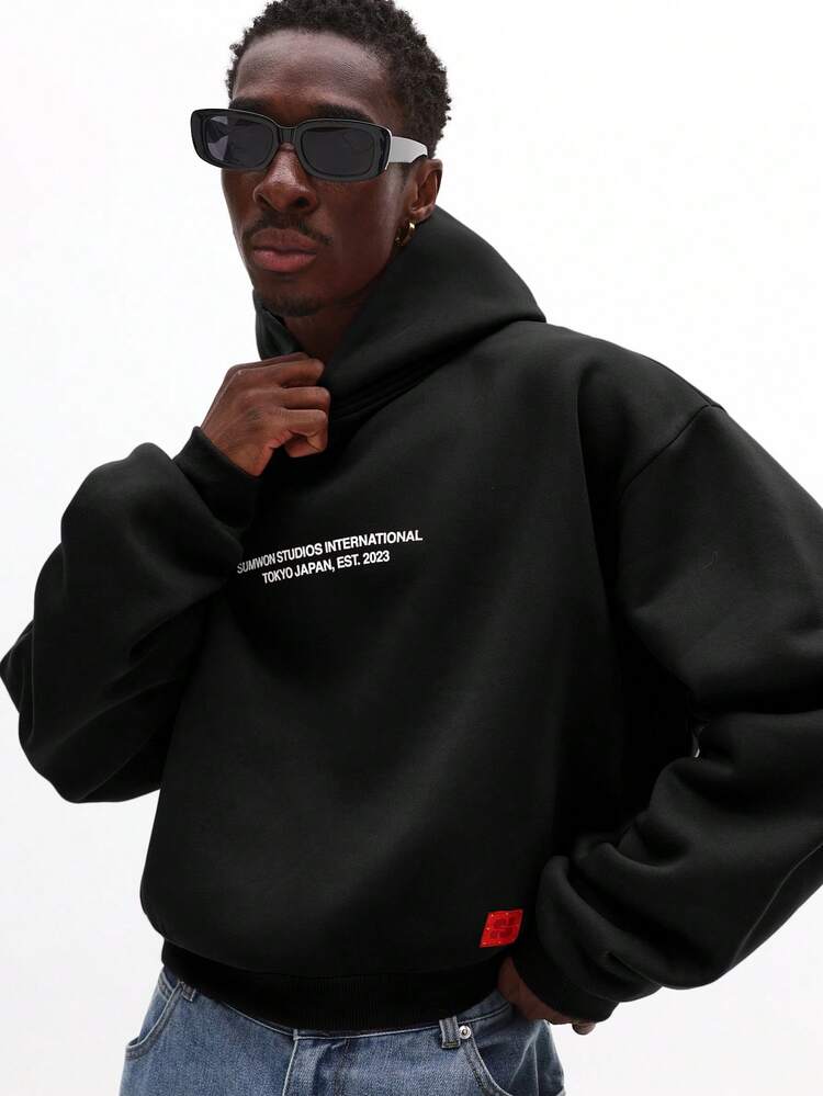 Graffiti Print Hoodie With Tokyo Text