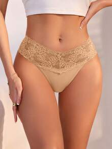 3 件套性感撞色蕾丝丁字裤女士内衣 - 彩色 - 查看 4