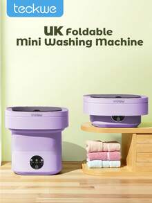 Teckwe Foldable Washing Machine,Portable Bucket-Type Fully Automatic Washing And Drying Machine With 3 Modes Deep Cleaning Of Underwear,Baby Clothes And Other Small Clothes.Suitable For Apartments Dormitories Hotel 6L - UK Plug