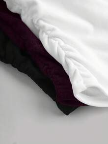 SHEIN EZwear 女士百搭V领褶皱腰部保暖长袖修身T恤，休闲百搭，冬季 - 彩色 - 查看 8