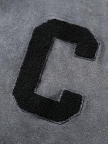 PAVTROS 男士字母刺绣水洗面料连帽衫 - 灰色 - 查看 5