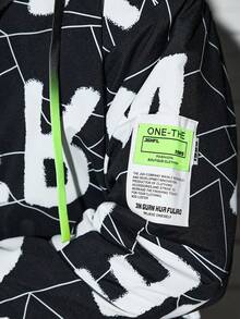 Modcrash Men Letter Graphic Patch Detail Hooded Padded Coat, For Fall Winter - Black - View 4