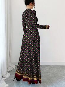 Al Najma 女士春夏花卉图案数码印花圆领长袖A字型长连衣裙 - 彩色 - 查看 2