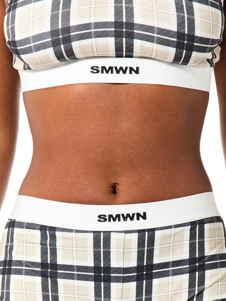 SUMWON WOMEN Plaid Bralette And Shorts Set