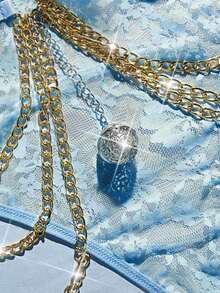 MidnightGlam 大码性感蕾丝链条铃铛开裆内裤