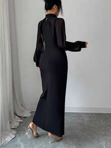 Elenzga A Long, Elegant And Romantic Autumn Dress For Women - Black - View 2