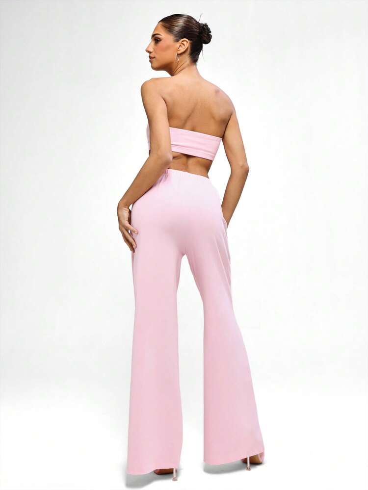 BABYPHAT Women Logo Lounge Palazzo Pants Comfortable Wide Leg Casual Loungewear Sleepwear Nightwear Home Relaxation Soft Fabric Elastic Waistband