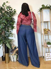 Truni Plus Size Oblique Neck Sheer Mesh Knit T-Shirt, Paisley Print ...