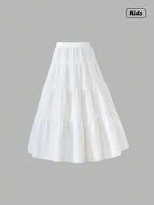 Sweetra 宝宝的优雅之选：女童白色梭织皱褶面料裙，独特的质感，精致的细节，褶皱的流畅性，展现甜美优雅，外出必备。 - 白色 - 查看 2