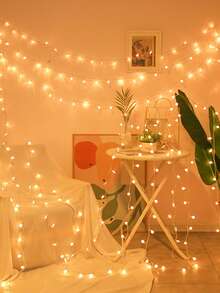 1pc 1.5/3/6/10M Home Decor White Ball String Lights,Battery Power Indoor Room Decor White Ball Lights,Bedroom Decor,Wall Decor Light String,Suitable For Wedding Decor,Party Decor,Christmas Tree Decorative Light String,Outdoor Garden Decor Lights,House Decor Lights,Light For Decoration - Yellow light - View 13
