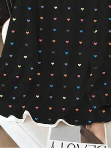 GlowEve CURVE Áo cánh tay đèn lồng họa tiết trái tim phong cách Pháp cổ điển thanh lịch dành cho nữ cỡ lớn, phù hợp để đi làm, mùa xuân/thu - màu đen - Xem 6