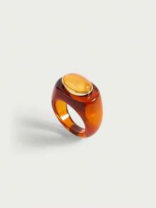 Glisma Nhẫn thời trang tối giản và thanh lịch mạ vàng 18K, phù hợp với nhiều trang phục, phong cách Gothic/Gothic, cổ điển, đính hạt, trang sức phương Tây, chất liệu kim loại/có họa tiết, đá quý, mùa thu/đông, dành cho mẹ/phụ nữ/bé gái/người mẹ, cao cấp, cổ điển, hình chữ thập. - màu nâu - Xem 2
