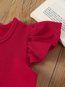 Baby Girls' Cute Bow Denim Long Pants And Cap Sleeve Top Set, Spring/Summer