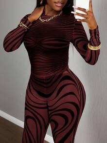 Slaydiva 2025 Summer New Casual Streetwear Sexy Sheer Mesh Zebra Print Bodycon Long Sleeve Crop Top And Tight Pants 2 Pieces Set, Suitable For Music Festivals, Sexy Streetwear, Graduation Season, Western Nomadic Style, Bohemian Style, Daily Outings, Motorcycle Sports, Clubs, Baddie Style, Birthday Parties, Student Wear, Basic Versatile, Casual, Vacation, Cruise Travel, Beach, Sunbathing, Viral , Party Gatherings