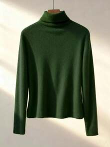 GlowEve CURVE 大码女式休闲日常通勤简约纯色高领抓绒保暖T恤，秋冬季