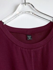 SHEIN Clasi 女士纯色梭织无袖系腰露脐上衣，优雅夏季吊带衫 - 中紫紅色 - 查看 3