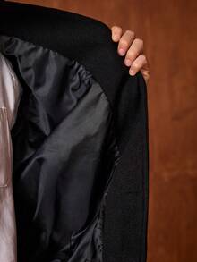 Officeau 男士高品质羊毛混纺立领夹克，时尚休闲外套，秋冬款 - 黑色 - 查看 4