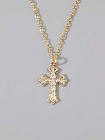 Goth 1 Stück gotischer Luxus Kreuz Anhänger Halskette mit Strass, Geschenk für Feiertage, Halloween