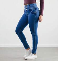 Denim Cut Push Up Jeans With Back Bag And Design That Included Silhouette - Blue - View 2