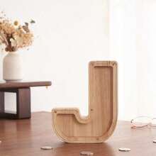 1 件木制英文字母存钱罐，透明木制储蓄罐，26 个英文字母装饰木制存钱罐，精致时尚的节日礼物，适合感恩节生日礼物毕业