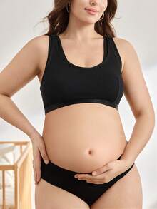 Moonlight&Mama Áo ngực cho bà bầu và cho con bú cỡ lớn thoải mái, tối giản, giản dị - màu đen - Xem 4
