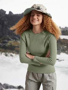 In My Nature 女士圆领休闲百搭抓绒长袖户外T恤，秋冬款