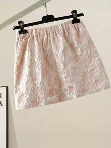 GlowEve CURVE 大码女式优雅提花弹力腰半身裙 - 粉色 - 查看 2