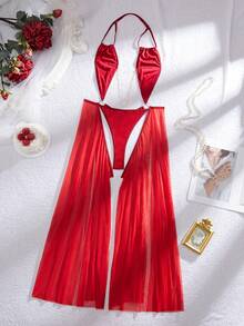 Fantasy Costume Sexy Series Shiny Halter Backless Lingerie Costume For Women - Red - View 2
