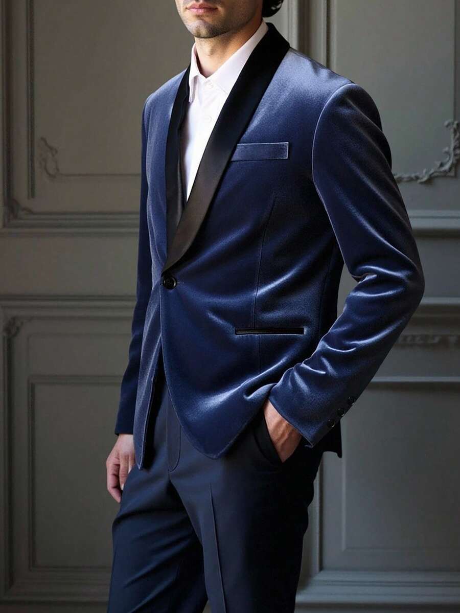 Manfinity AFTRDRK 男士黑色翻领燕尾服外套,休闲优雅风格,奢华质感,外观惊艳难忘,适合度假、婚礼、盛大晚宴、正式晚宴、晚宴、仪式、约会、会议、派对、商务及其他正式场合,是送给丈夫、男友、父亲的绝佳礼物。 - 藏蓝色 - 查看 1
