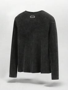 NEON BLANC Men's Casual Printed Crew Neck Long Sleeve T-Shirt - Black - View 2