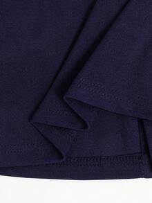 SHEIN Explorewe 4-7 Years Old Boys' Spring/Autumn Shirt Set, Beige & Brown Collar Button Long Sleeve Cardigan Top And Striped Pants Suit, Elegant And Simple Back To School Outfit, All Season - Navy Blue - View 8