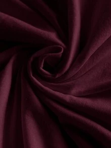 SHEIN EZwear Wine Red Solid Color Dropped Shoulder Casual Plus Size T-Shirt - Burgundy - View 11