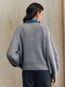 Anewsta 女士现代灰色针织高领套头毛衣 - 灰色 - 查看 9