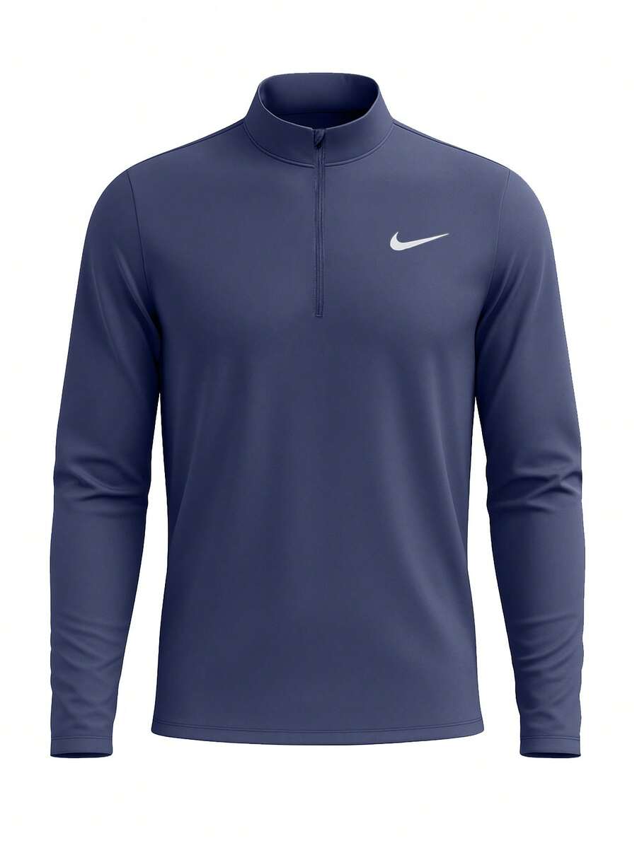 Nike Pacer Men's Dri Fit 1/2 Zip Running Top Navy Blue - Dusty Blue - View 1