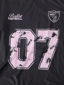 Sparklyn 青少年女孩百搭街头运动针织T恤搭配蝴蝶结+阔腿裤运动服套装 - 黑色 - 查看 7