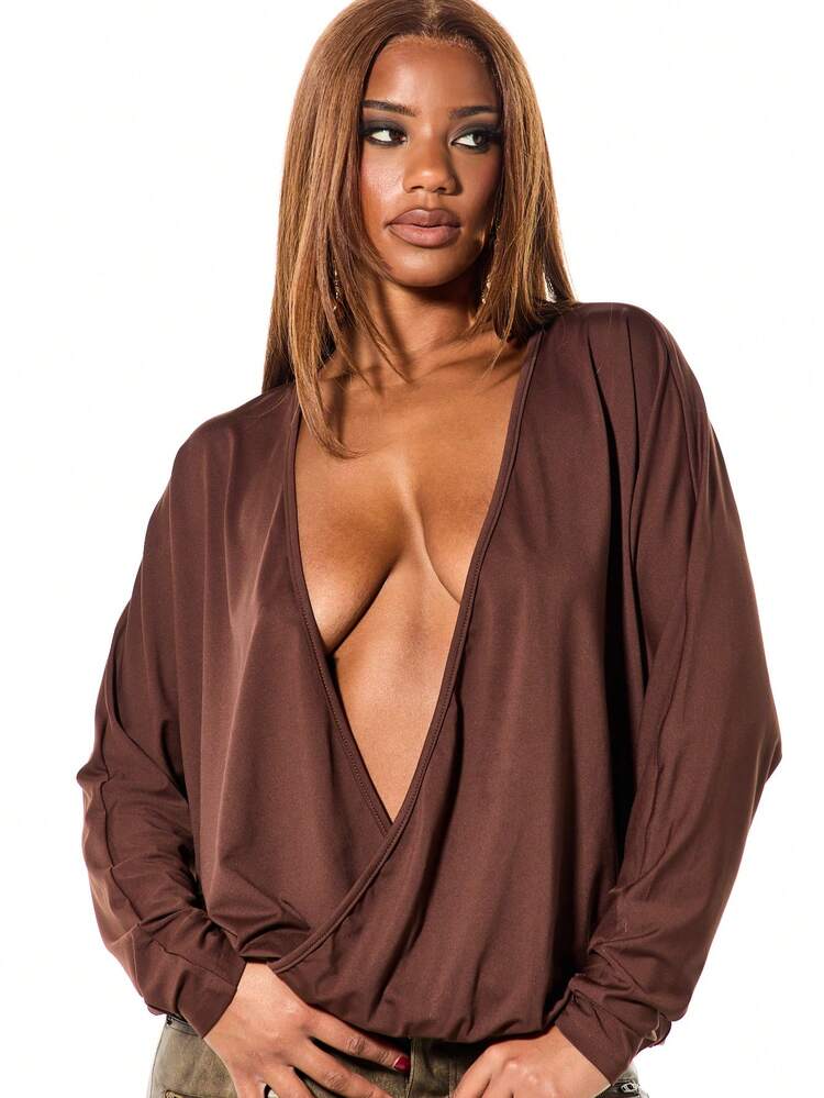 SUMWON WOMEN Oversized Twisted Cowl Long Sleeve Top