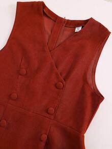 Sweetra 1 套（衬衫 + 连衣裙）少女优雅编织长袖领衬衫和休闲中长编织无袖连衣裙 - 咖啡棕 - 查看 3