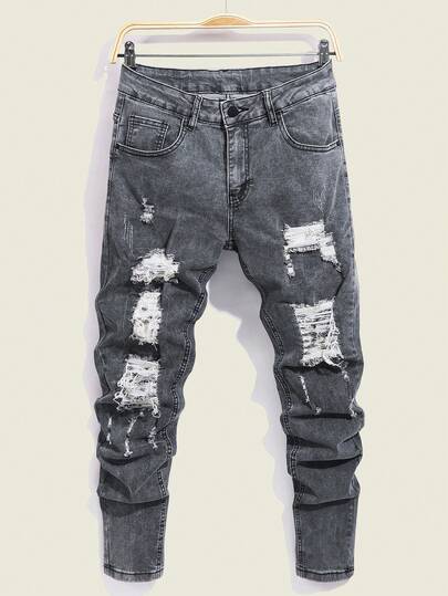 Manfinity Homme Jeans skinny décontractés et déchirés pour hommes