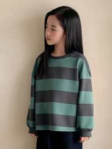 DAZY Young Girls Crew Neck Striped Knit T-Shirt, Fall Spring - Multicolor - View 5