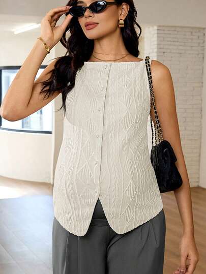 MaterniWear 春季女装、办公室、商务孕妇工作上衣、休闲女装、秋季、舒适休闲纯色无袖上衣、女式背心、无袖女式上衣、针织女式上衣、镂空女式上衣、外出上衣