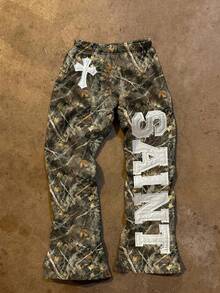 SHEIN Women's Branch Print Long Sleeve Zip Front Hoodie And Flare Pants Casual 2 Pieces Set - Multicolor - View 6